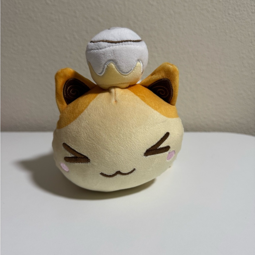 8” Meemeow from Amazon. Cute Cat Plush Toy with Cream and Brown Accents